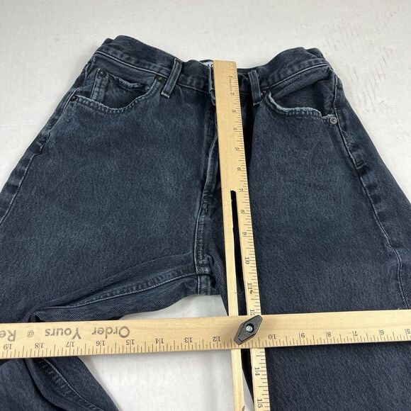 Agolde Womens Cropped Riley Jeans Blue Frayed Hem High Rise Button Up Size 25 - Picture 8 of 13